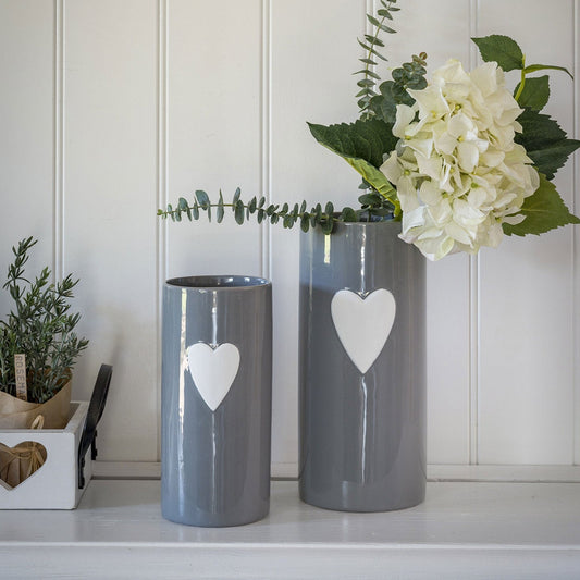 White/Grey Heart Vase